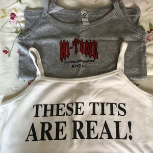 Two tank tops from biker rallies.